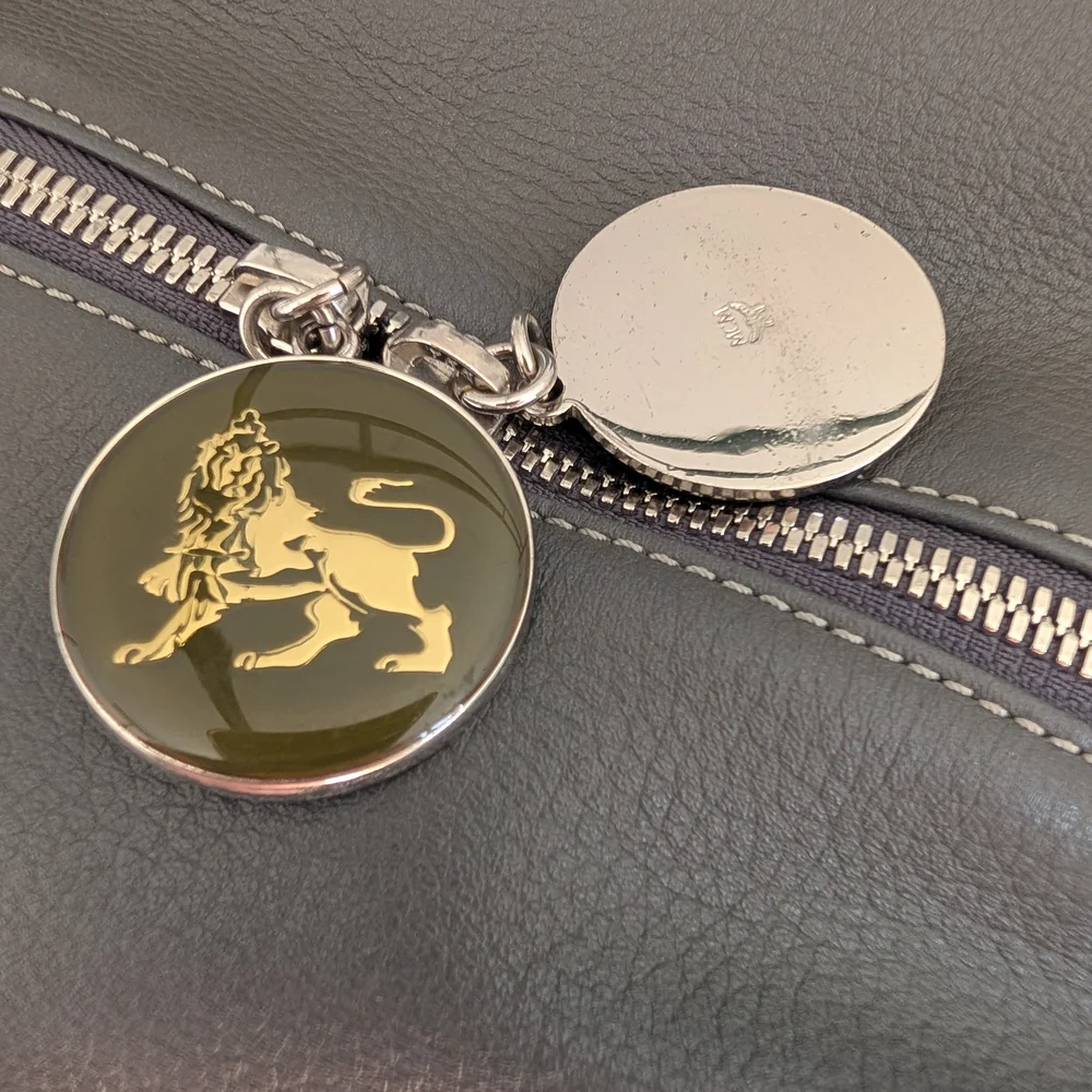 MCM Gray and Silver Harlequin Satchel with Dust Bag